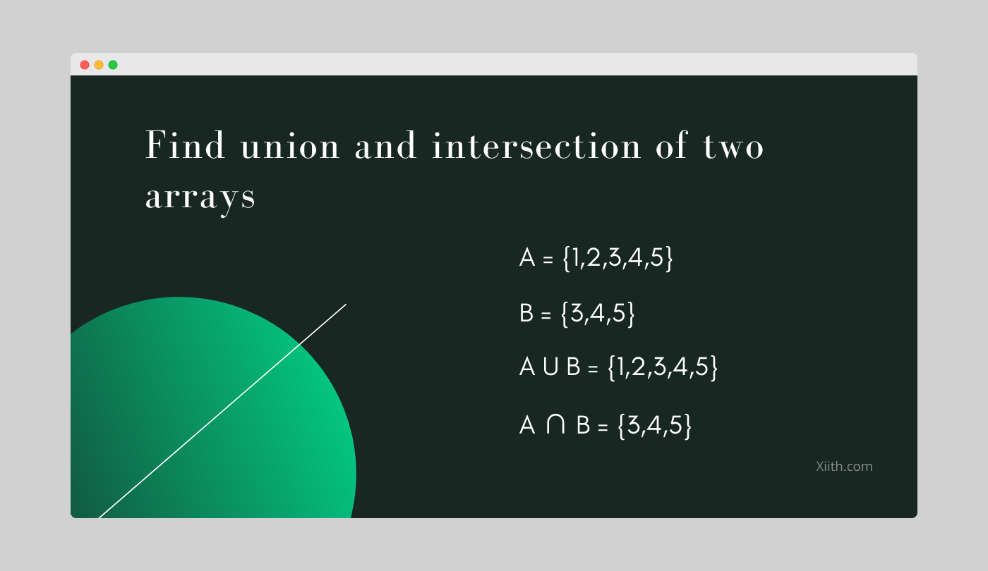 C Program to find union and intersection of two arrays